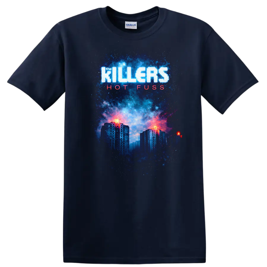 The Killers Hot Fuss Vintage Classic Rock T Shirt on a Navy (Blue) T Shirt