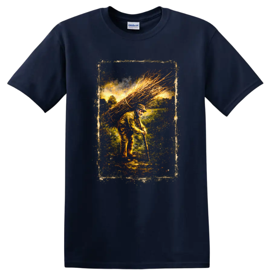 Vintage Classic Rock Album Cover Art T Shirt design inspired by Led Zeppelin on a Navy (Blue) T Shirt