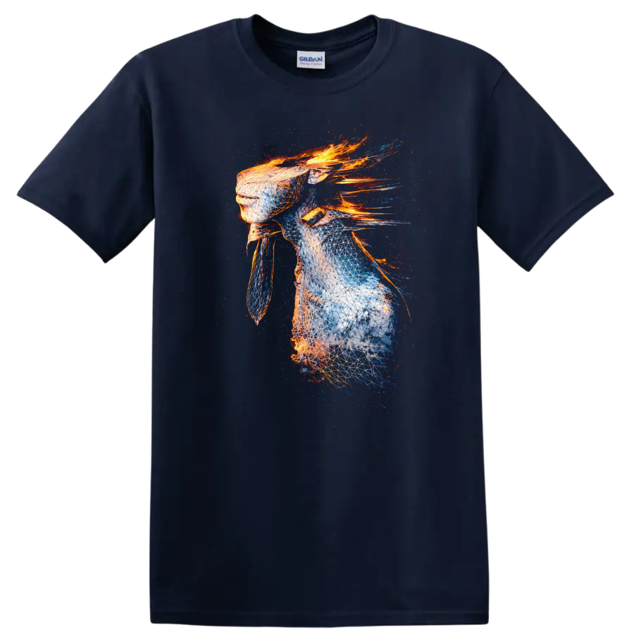 Vintage classic rock album cover art style T Shirt design on a Navy (Blue) T Shirt