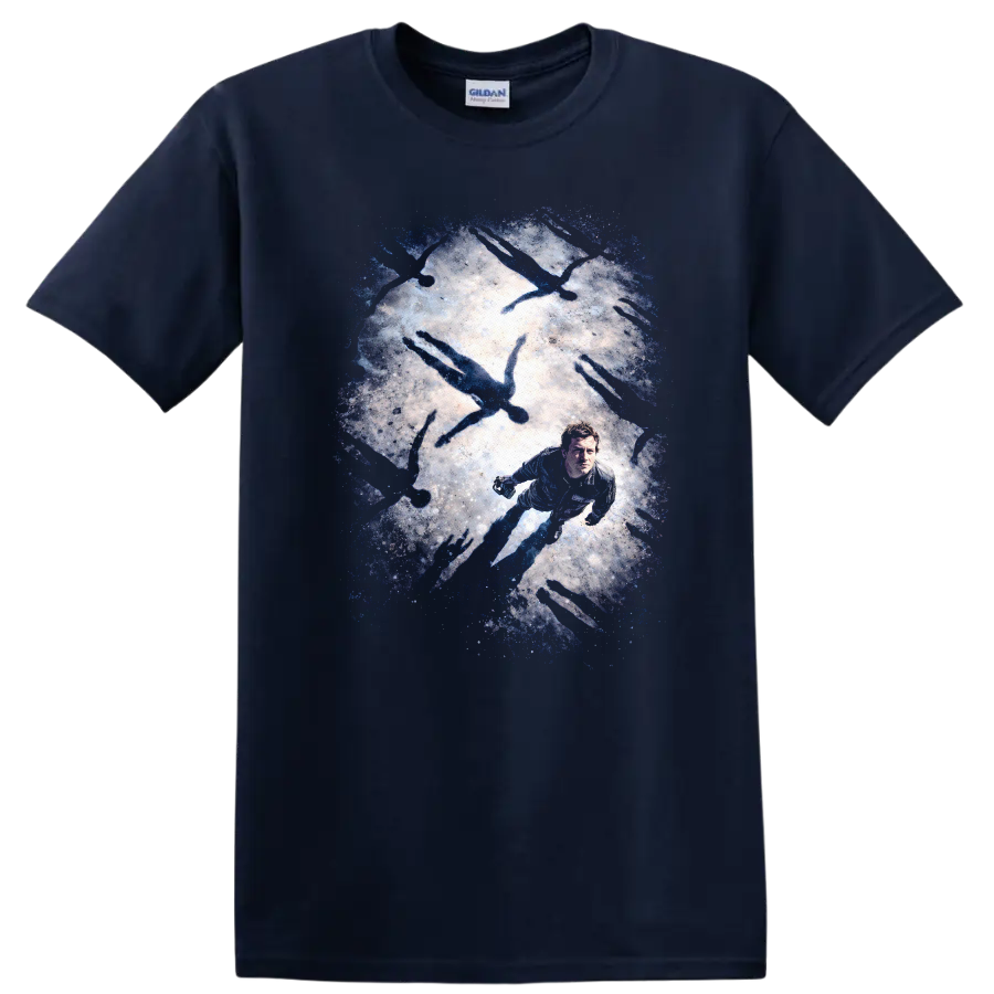Vintage Classic Rock Album Cover Art Style T Shirt - Navy (Blue)