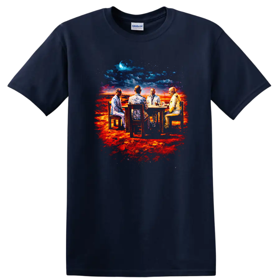 Vintage Classic Rock Album Cover Art Style T Shirt - Navy (Blue)