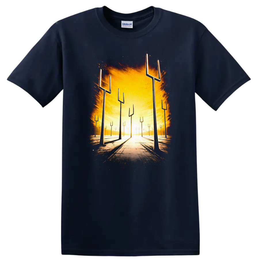 Vintage Classic Rock Album Cover Art Style T Shirt - Navy (Blue)