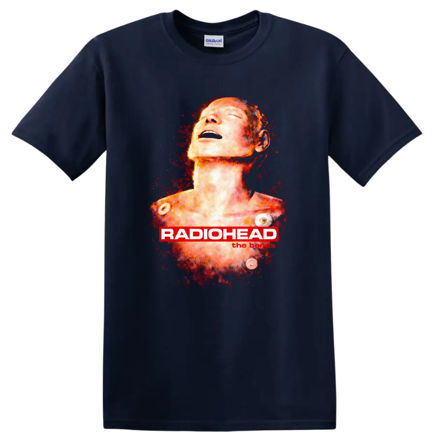 Vintage Classic Rock Album Cover Art Radiohead T Shirt - Navy (Blue)
