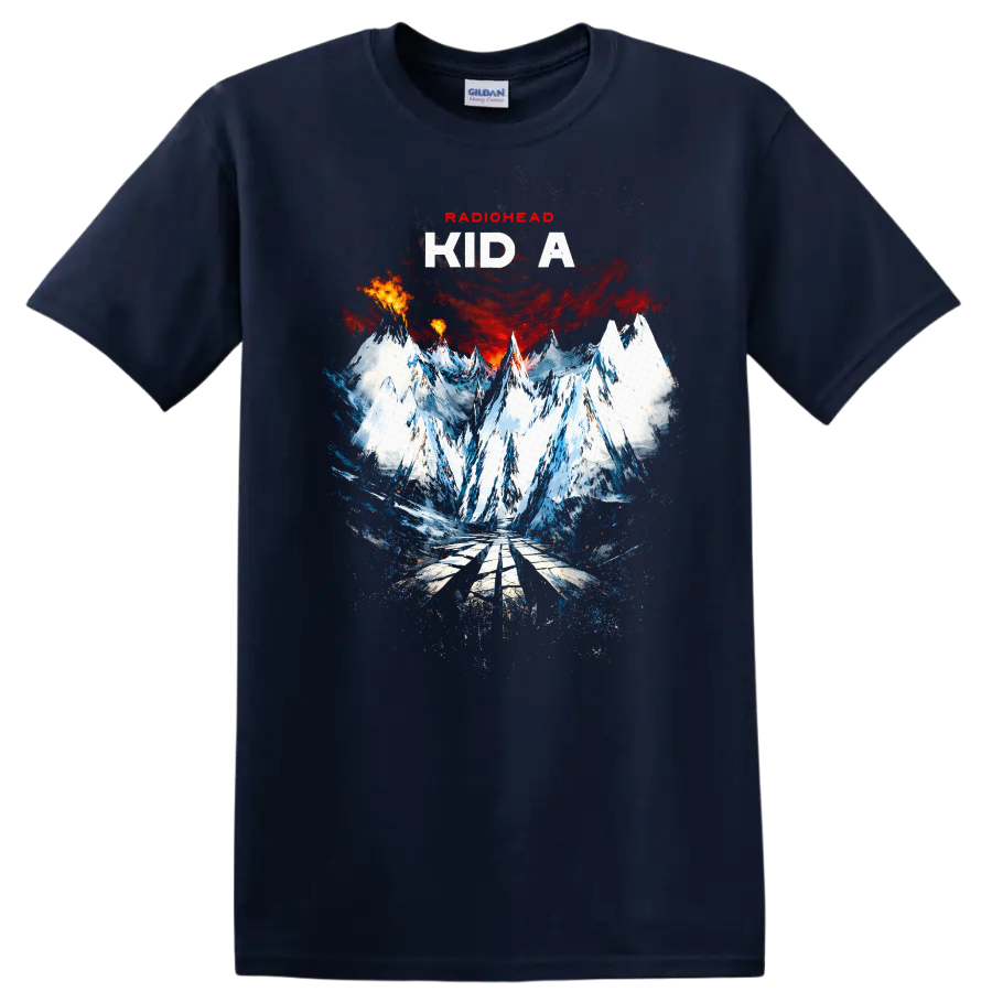 Vintage Classic Rock Album Cover Art Style T Shirt - Navy (Blue)