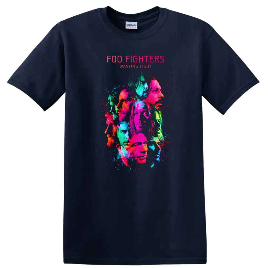 Foo Fighters Wasting Light Vintage Classic Rock T Shirt - Navy (Blue)