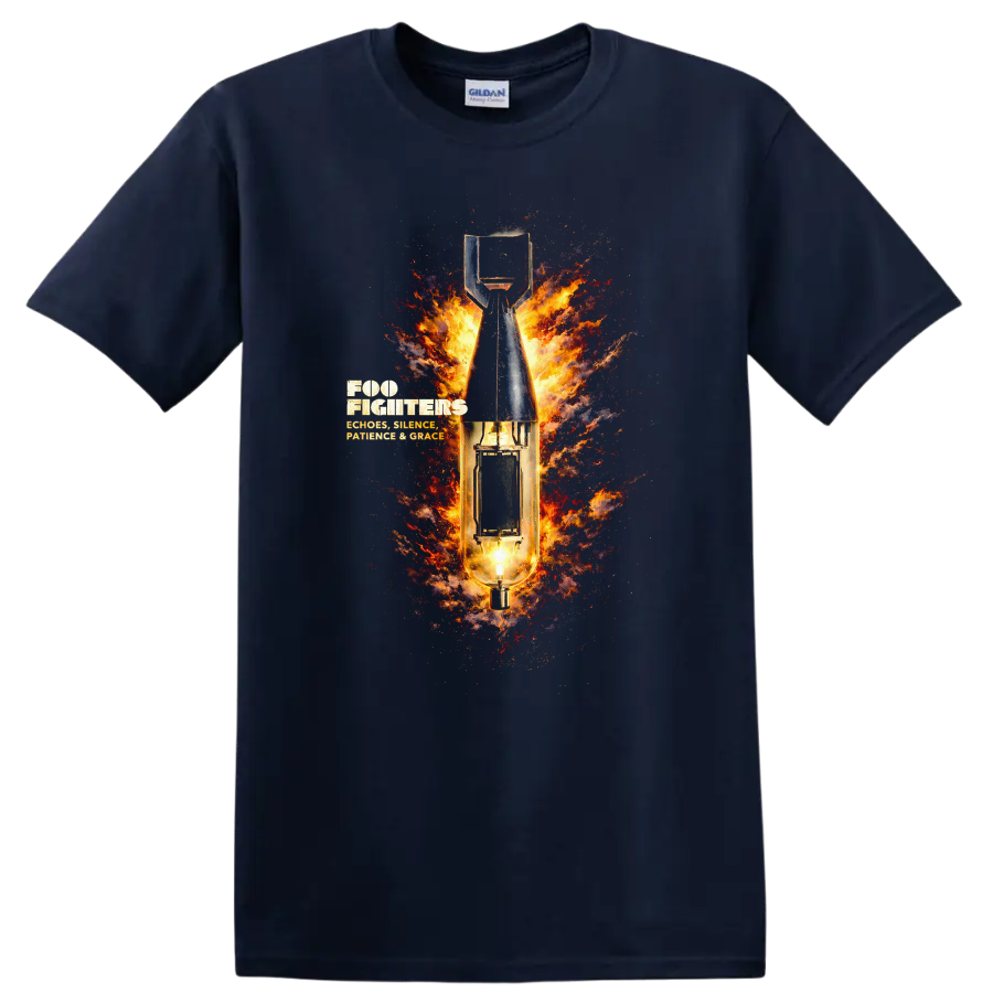 Foo Fighters Vintage Classic Rock Album Cover Art T Shirt - Navy (Blue)