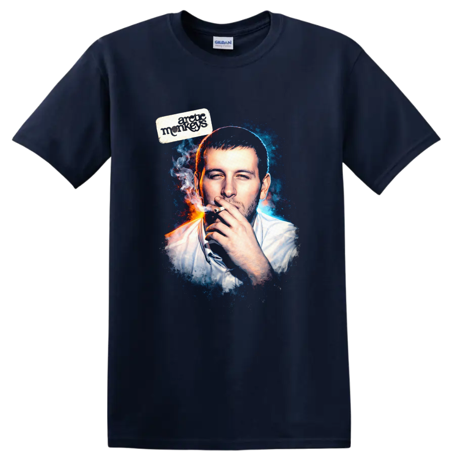 Vintage Classic Rock Album Cover Art Style T Shirt - Navy (Blue)