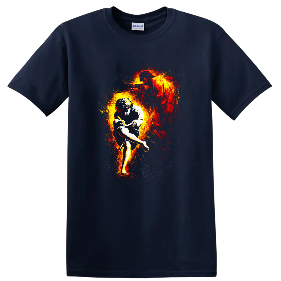 Vintage Classic Rock Album Cover Art Style T Shirt - Navy (Blue)
