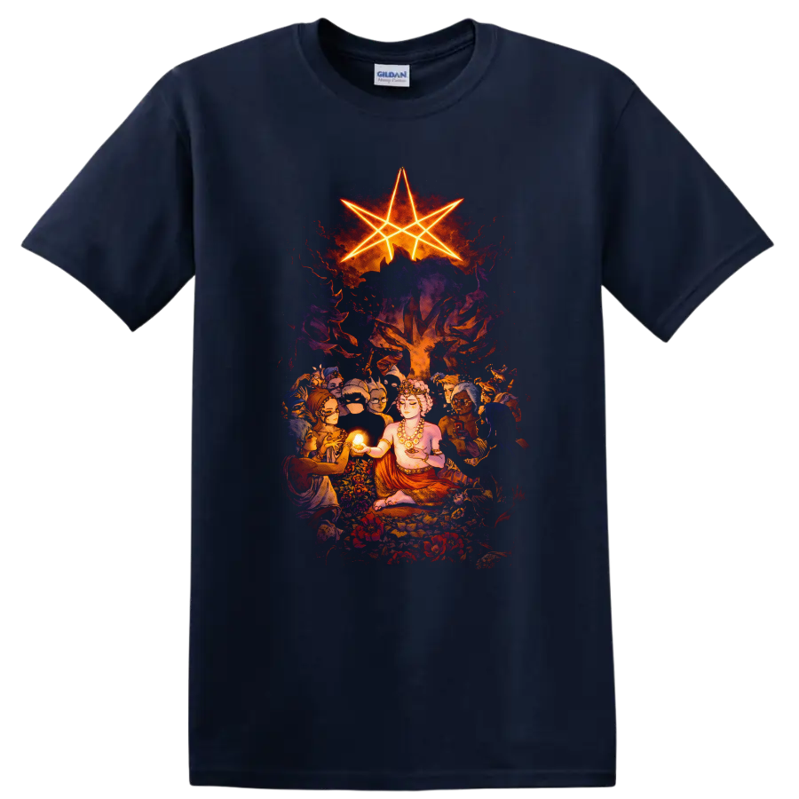 Vintage Classic Rock Album Cover Art Style T Shirt - Navy (Blue)