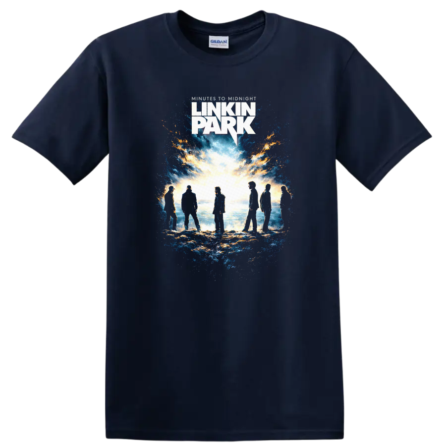 Linkin Park Vintage Classic Rock Album Cover Art T Shirt - Navy (Blue)