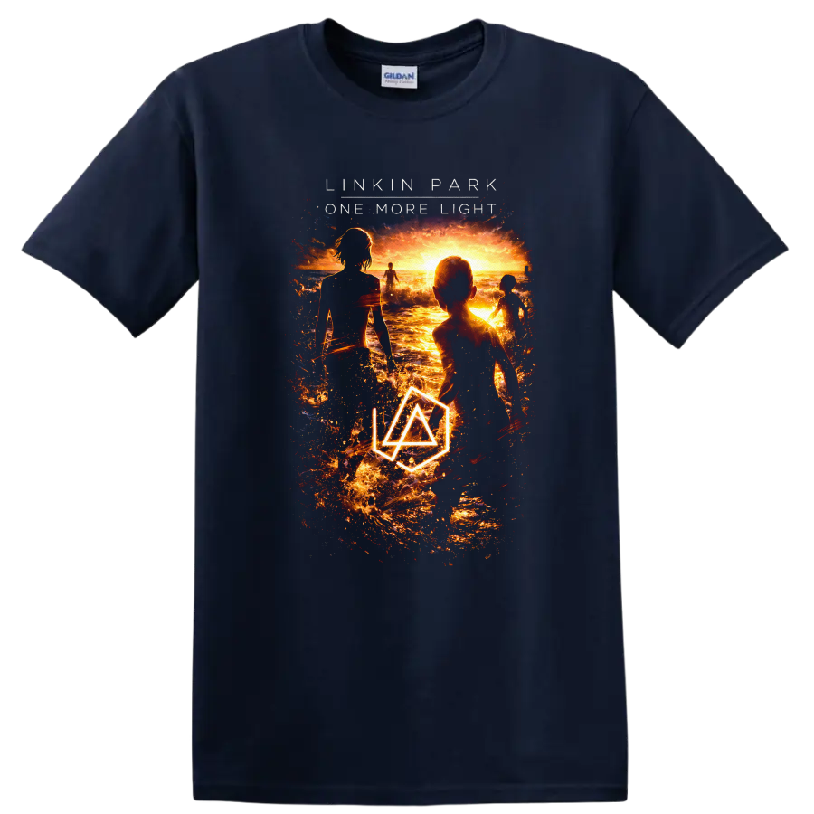 Linkin Park One More Light Vintage Album Cover Art T Shirt - Navy (Blue)