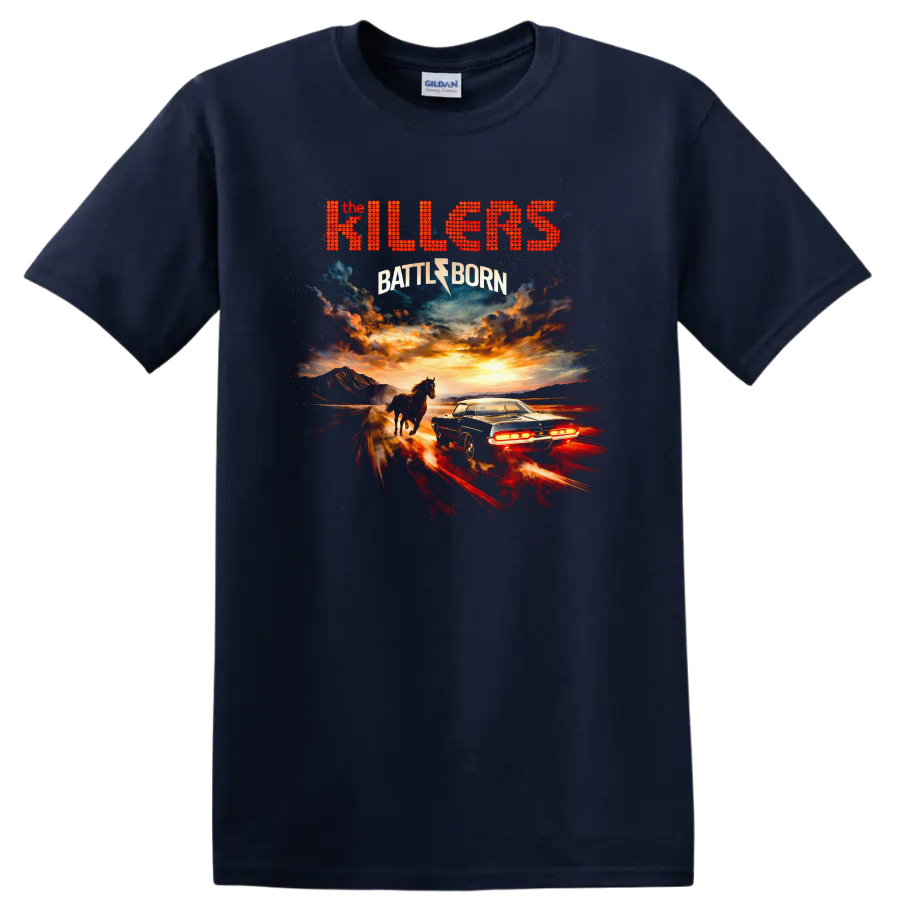 The Killers Battle Born Vintage Classic Rock T Shirt - Navy (Blue)