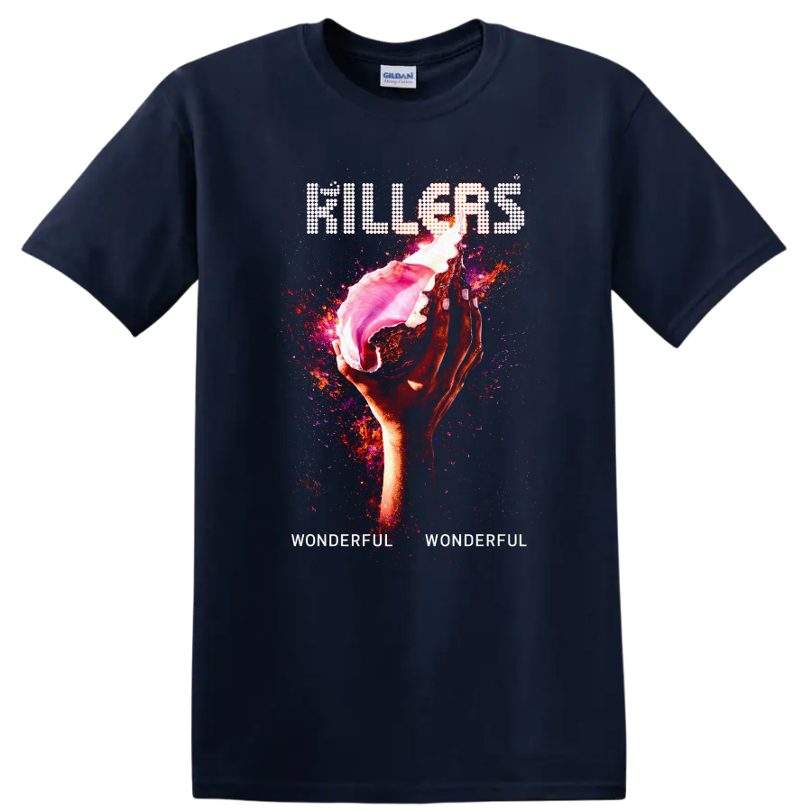 Vintage Classic Rock Album Cover Art Style T Shirt - Navy (Blue)