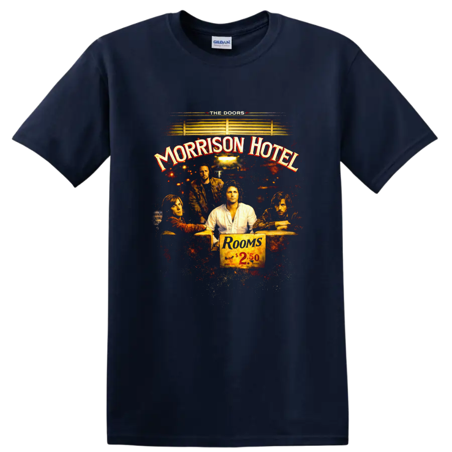 Morrison Hotel Vintage Classic Rock T Shirt - Navy (Blue)