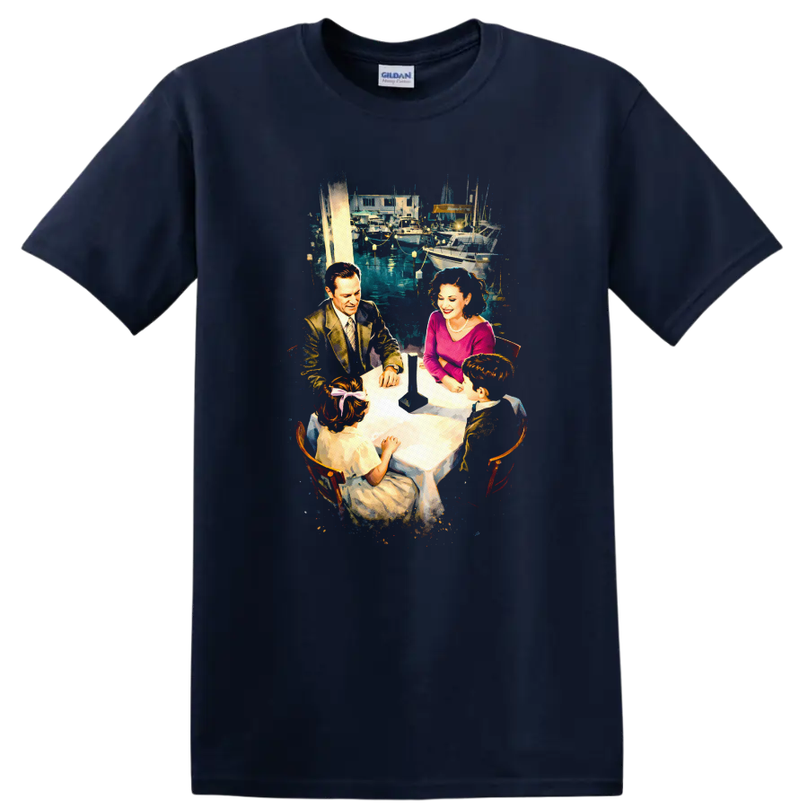 Vintage Classic Rock Album Cover Art Style T Shirt - Navy (Blue)