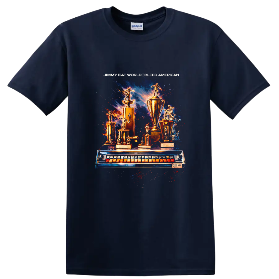 Vintage Classic Rock Album Cover Art Style T Shirt - Navy (Blue)