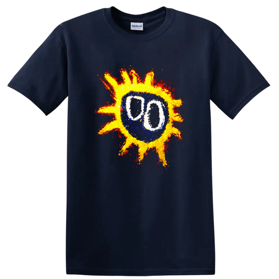 Vintage Classic Rock Album Cover Art Style T Shirt - Navy (Blue)