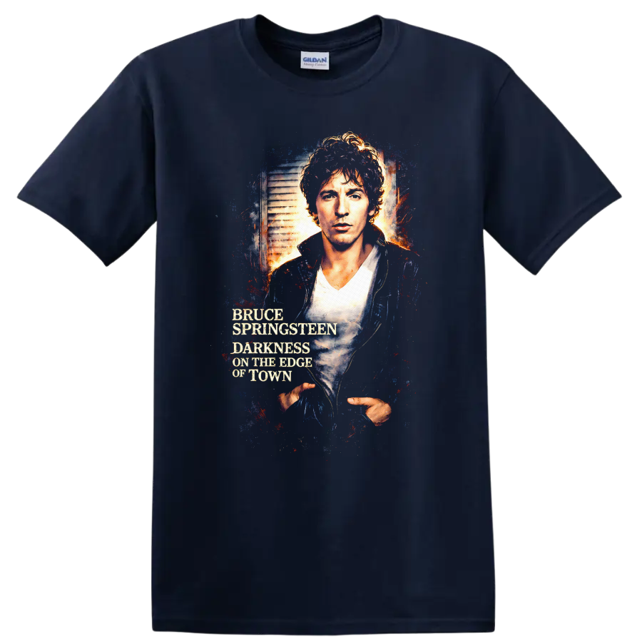 Bruce Springsteen Darkness on the Edge of Town Vintage T Shirt - Navy (Blue)