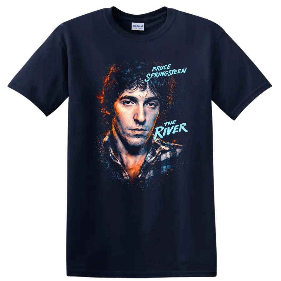 Bruce Springsteen The River Vintage Classic Rock T Shirt - Navy (Blue)