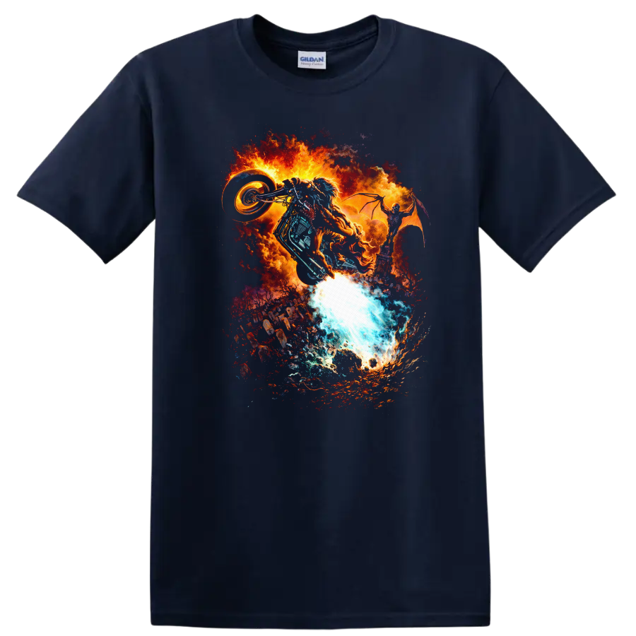 Vintage Classic Rock Album Cover Art Style T Shirt - Navy (Blue)