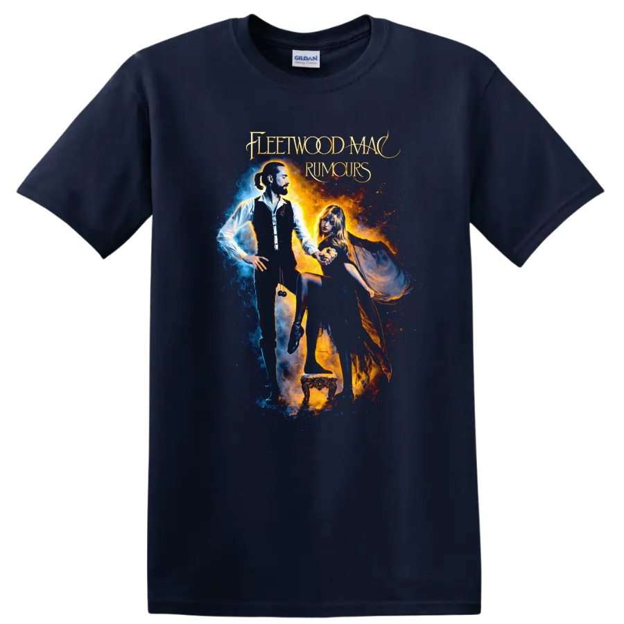 Fleetwood Mac Rumours Vintage Classic Rock Album Cover T Shirt - Navy (Blue)