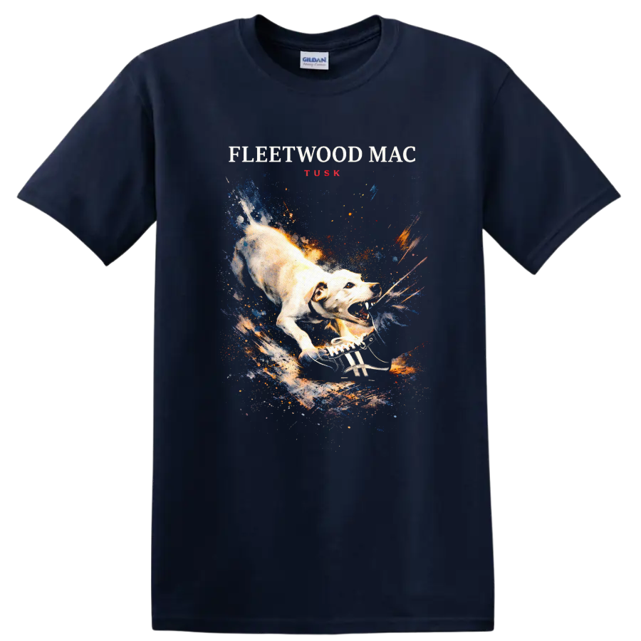 Fleetwood Mac Tusk Vintage Classic Rock Album Cover Art T Shirt - Navy (Blue)