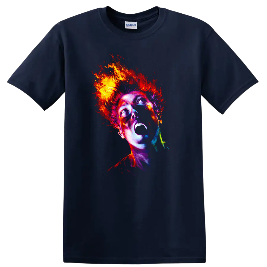 Vintage Classic Rock Album Cover Art Style T Shirt - Navy (Blue)