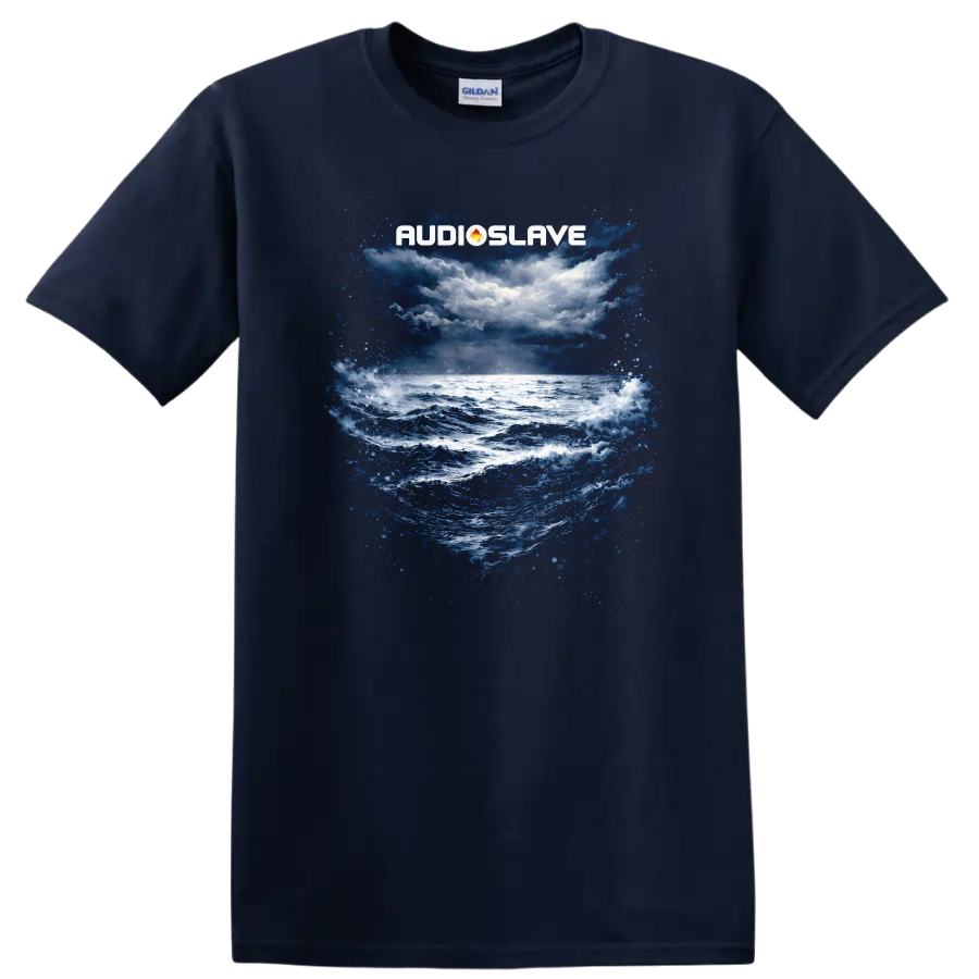 Audioslave Vintage Classic Rock Album Cover Art Style T Shirt - Navy (Blue)