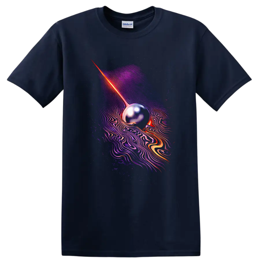 Vintage Classic Rock Album Cover Art Style T Shirt - Navy (Blue)