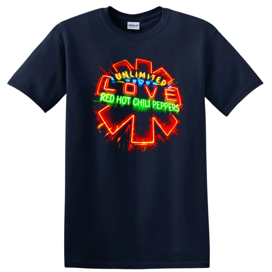 Unlimited Love Red Hot Chili Peppers T Shirt Vintage Classic Rock - Navy (Blue)
