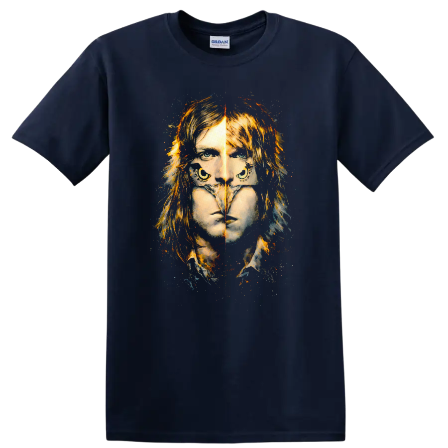 Vintage Classic Rock Album Cover Art Style T Shirt - Navy (Blue)