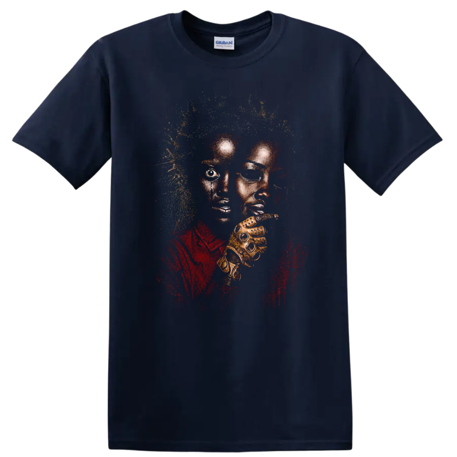 Vintage Cult Movie Us Lupita Nyong'o T Shirt on a Navy (Blue) T Shirt