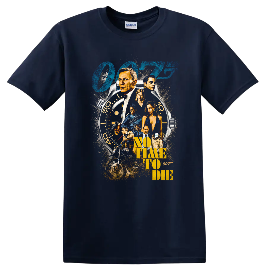 Vintage Cult Movie Character Portrait Style T Shirt on a Navy (Blue) T Shirt