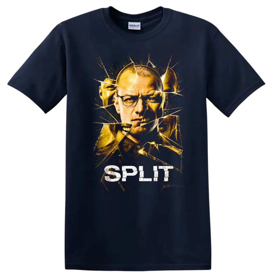 Split Movie Graphic T Shirt Unique Design for Fans Cool Tee Artwear - Navy (Blue)