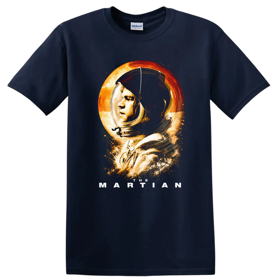 Astronaut Martian Space Exploration T Shirt Vintage Style Graphic Tee - Navy (Blue)