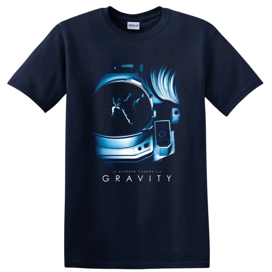 Gravity Vintage Cult Movie T Shirt on a Navy (Blue) T Shirt