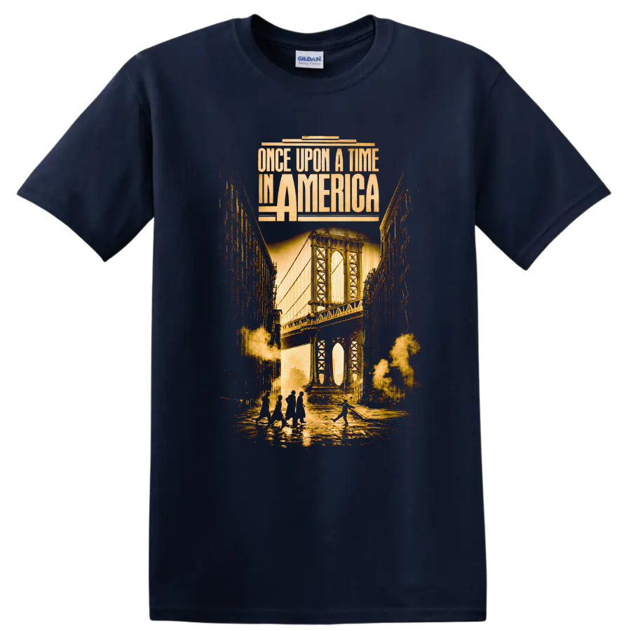 Once Upon a Time in America Vintage Movie T Shirt on a Navy (Blue) T Shirt