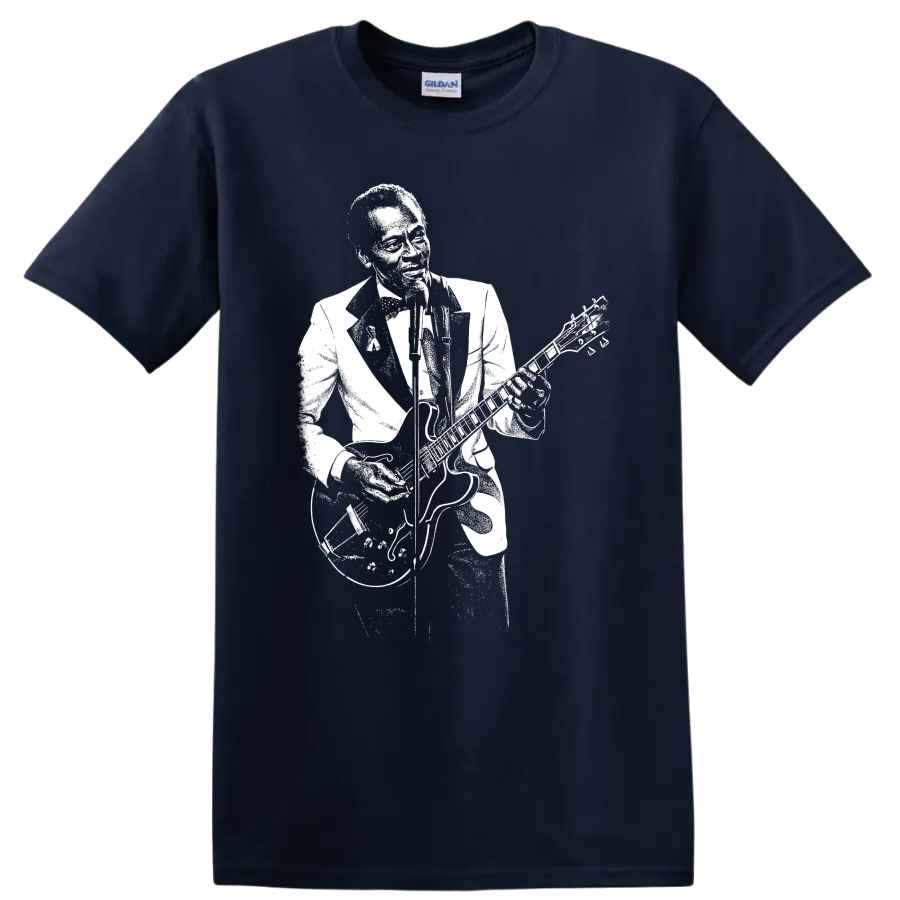Chuck Berry Rock Legends Silhouette T Shirt - Navy (Blue)
