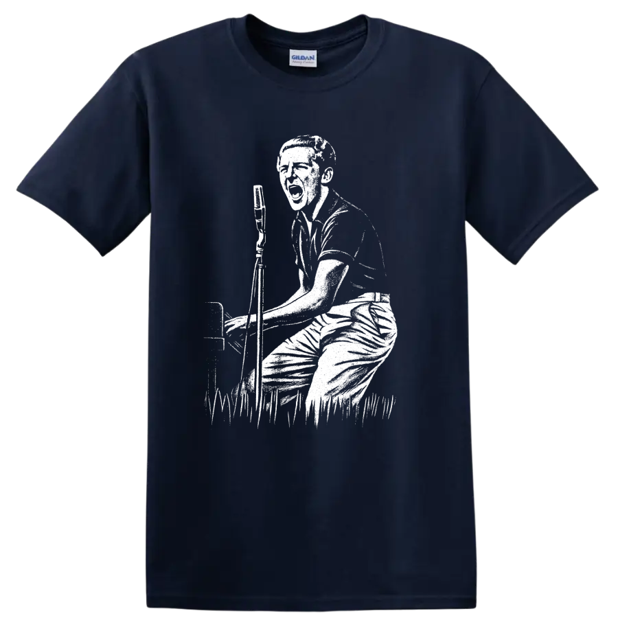 Jerry Lee Lewis Piano Rock Legend T Shirt Vintage Musician Concert Graphic Tee - Navy (Blue)