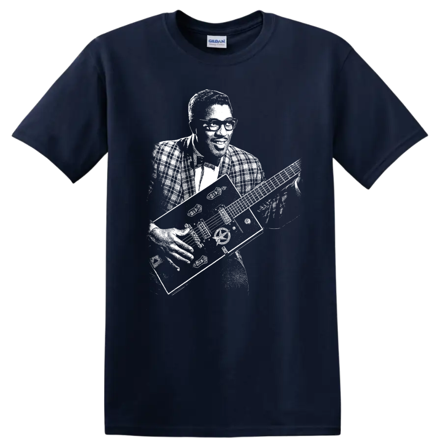 Bo Diddley Rock Legends Portrait T Shirt - Navy (Blue)