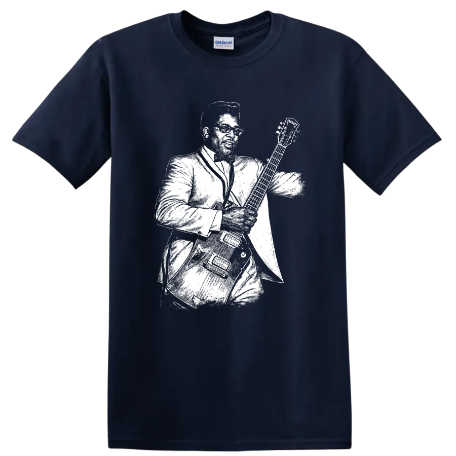Bo Diddley Rock Legends Silhouette T Shirt - Navy (Blue)