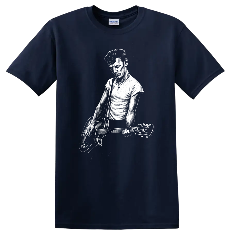 Rock Legends White Silhouette Graphic T Shirt for Music Fans - Navy (Blue)