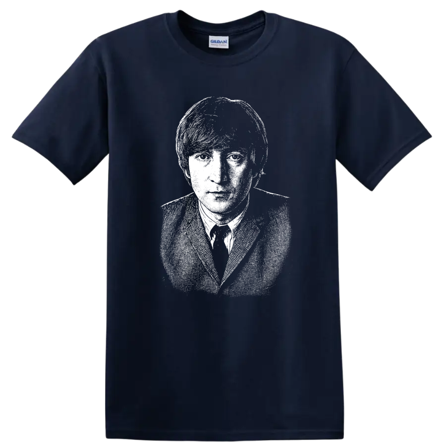 John Lennon The Beatles Rock Legends Portrait T Shirt - Navy (Blue)