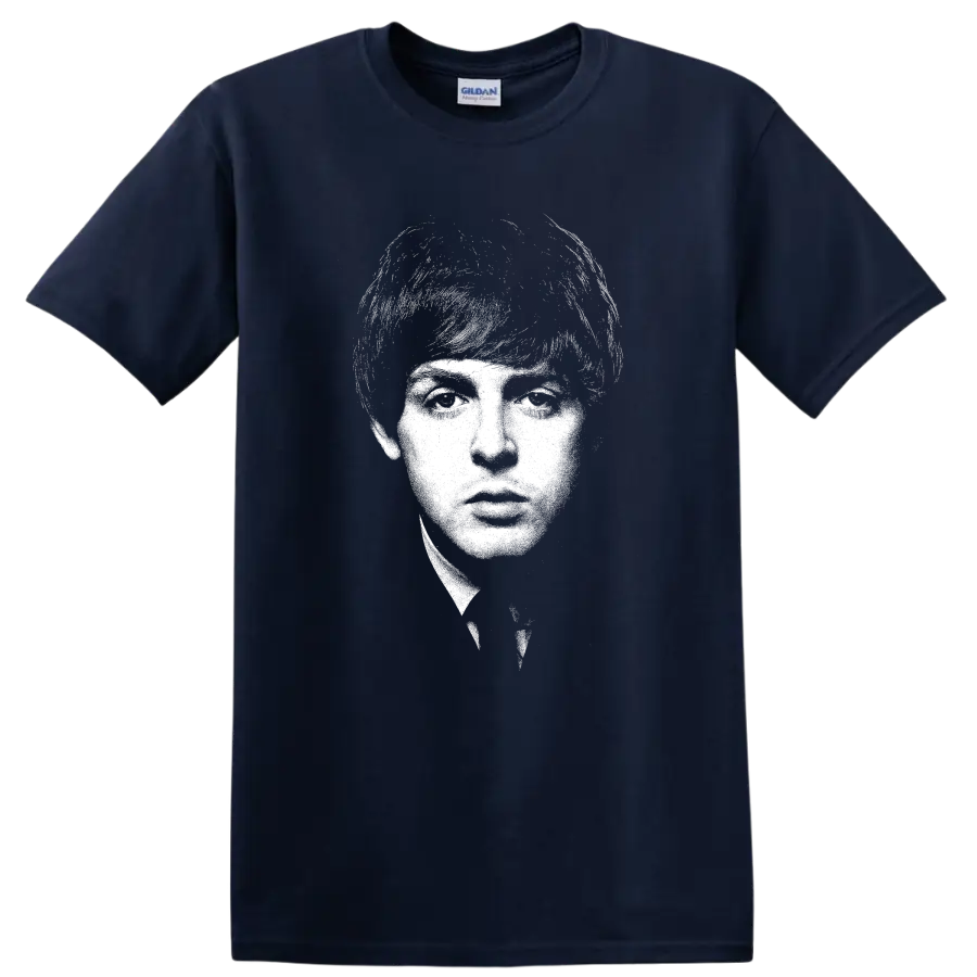 Paul McCartney The Beatles Rock Legends Portrait T Shirt - Navy (Blue)
