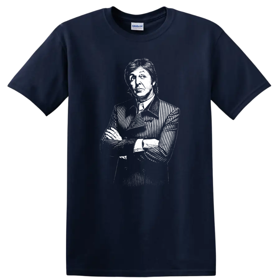 Paul McCartney The Beatles Rock Legends Silhouette T Shirt - Navy (Blue)
