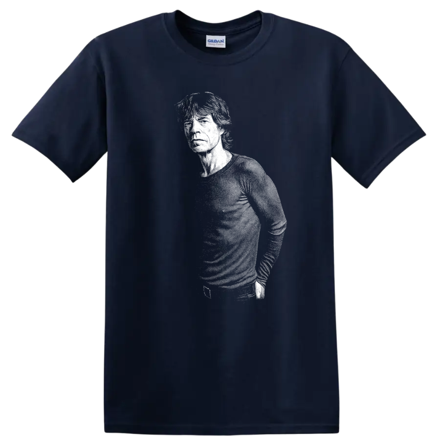 Mick Jagger The Rolling Stones Rock Legends T Shirt Classic Music Fan Tee - Navy (Blue)