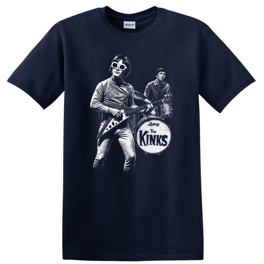 The Kinks Rock Legends Vintage Band Logo T Shirt Classic Music Tee - Navy (Blue)