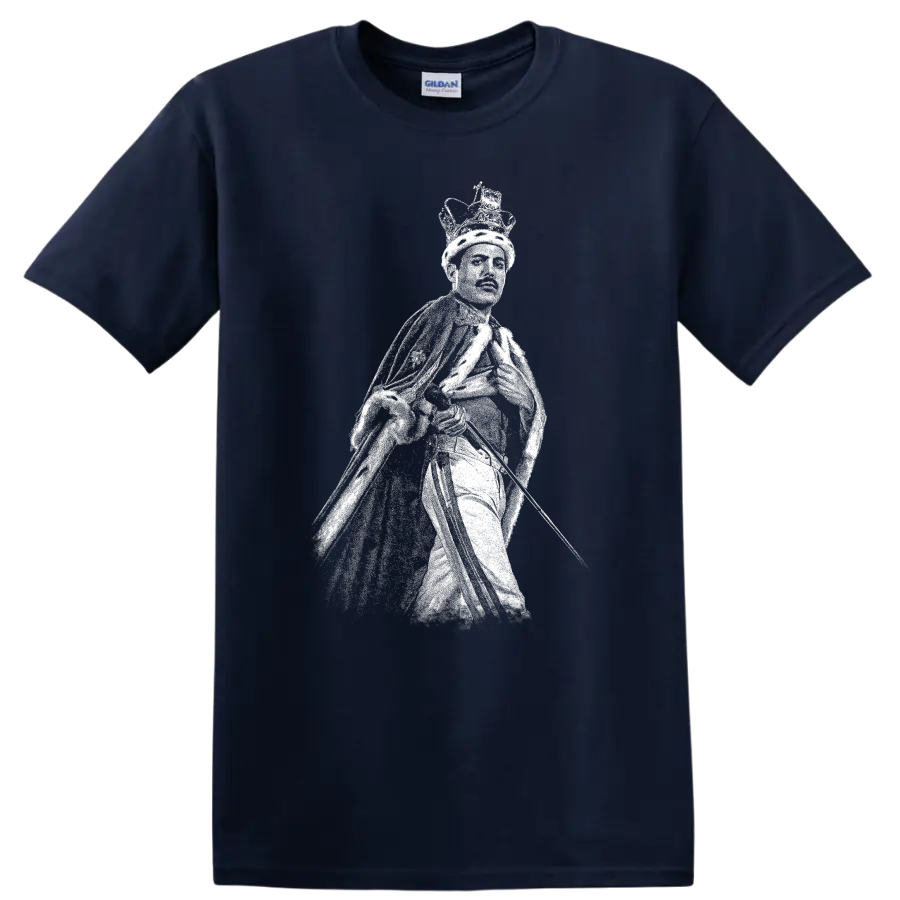 Freddie Mercury Queen Rock Legends Silhouette T Shirt - Navy (Blue)