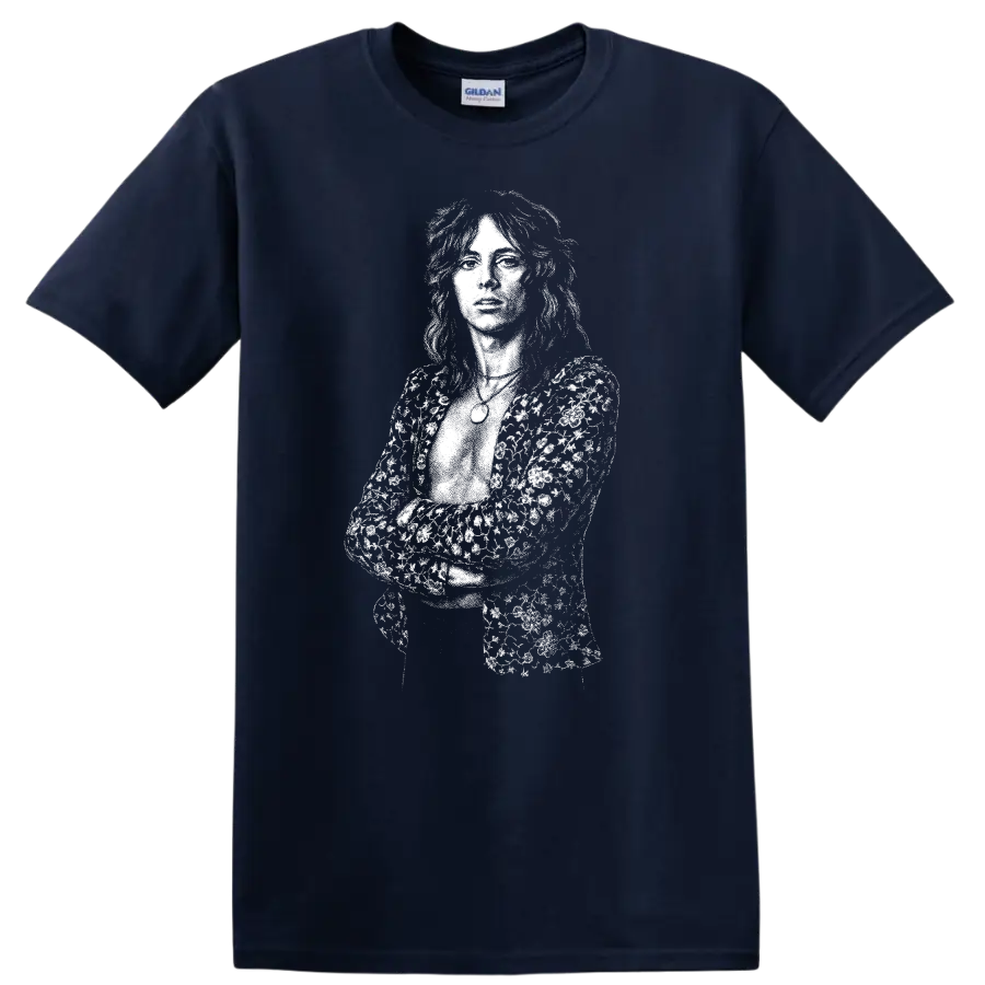 Roger Taylor Queen Rock Legends Silhouette Music Fan T Shirt - Navy (Blue)