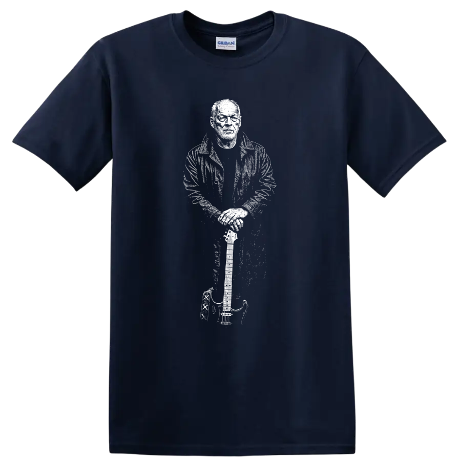 David Gilmour Pink Floyd Rock Legends Tribute T Shirt - Navy (Blue)